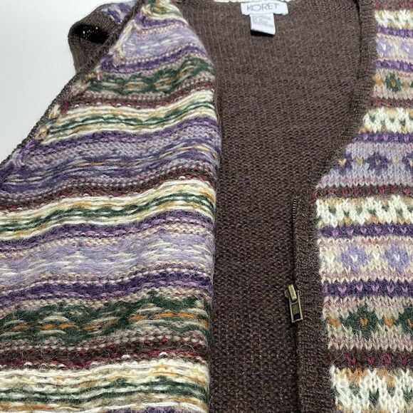 Vintage 90s Koret Fair Isle Sweater Vest Zip-Up Women’s Medium Mohair Blend - Picture 5 of 8